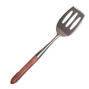 Traeger Slotted Spatula Stainless Steel Wood Handle Grill Spatula Silver Brown